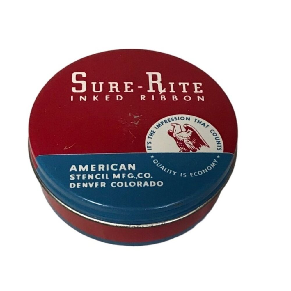 Sure-Rite Inked Ribbon Tin American Stencil Mfg. Co. Denver Vintage Empty